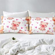 🐷 feelyou kids pig bed sheet set: adorable animal pattern decor for boys and girls, smily square faced little pigs bedding set with cute hearts print, twin size bed sheets, includes fitted sheet, pillowcase – 2pcs logo