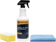 kevian fireplace & stove glass cleaner kit - powerful glass cleaner for soot, creosote, smoke, and more - includes reusable sponge and terry cloth towel for efficient all-in-one cleaning, 32oz kit logo