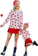 ❤️ valentine's day heart printed sweatshirt pullover top: mommy and me outfits by popreal logo