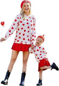 img 4 attached to ❤️ Valentine's Day Heart Printed Sweatshirt Pullover Top: Mommy and Me Outfits by PopReal