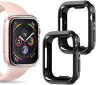 📱 goton совместимый чехол для apple watch edge 40 мм - мягкий тпу ударопрочный чехол (2 штуки, черный и черный) логотип