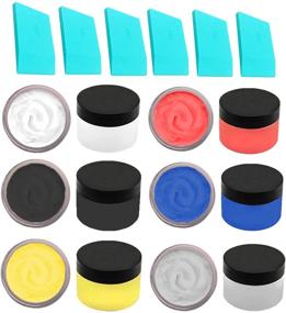 img 4 attached to 🎨 JAJADO 6 Bottles Chalk Paste Ink Set with 6 Packs Mini Squeegees: DIY Home Decor Art Supplies for Painting on Wood