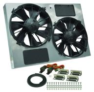 🔧 enhanced efficiency gray/black dual radiator fans by derale performance 16927 logo