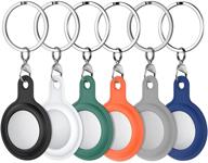 orobay 6 pack airtag cases: premium silicone covers with keychain holder in black/white/gray/blue/green/orange logo