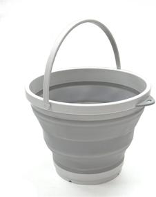 img 4 attached to 🪣 SAMMART 7L Collapsible Plastic Bucket - Foldable Round Tub - Portable Fishing Water Pail - Space Saving Outdoor Waterpot, 1.8 Gallon (Grey, 28cm)