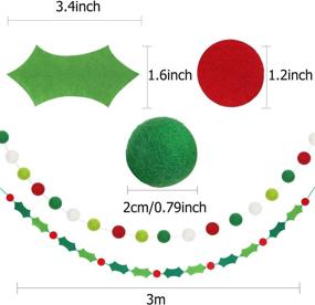 img 3 attached to 🎄 Christmas Felt Banners with Pom Pom Garland and Holly Berries, Colorful Felt Ball Garlands for Festive Christmas Decor, 9.8 Feet