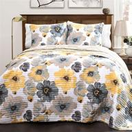 🌼 lush decor leah floral quilt reversible - full/queen size - yellow and gray logo