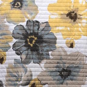 img 2 attached to 🌼 Lush Decor Leah Floral Quilt Reversible - Full/Queen Size - Yellow and Gray