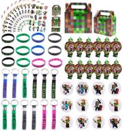 🎉 kids' pixel miner birthday party favors & classroom rewards supplies: keychains, wristbands, badges, tattoos, whistles, gift bags логотип