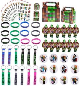 img 4 attached to 🎉 Kids' Pixel Miner Birthday Party Favors & Classroom Rewards Supplies: Keychains, Wristbands, Badges, Tattoos, Whistles, Gift Bags