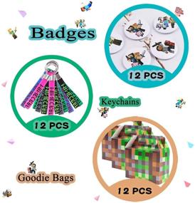 img 1 attached to 🎉 Kids' Pixel Miner Birthday Party Favors & Classroom Rewards Supplies: Keychains, Wristbands, Badges, Tattoos, Whistles, Gift Bags