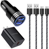 ✨ high-speed usb c charger set with quick charge 3.0 for samsung galaxy & lg stylo devices - includes car charger, wall charger & type c phone cable logo