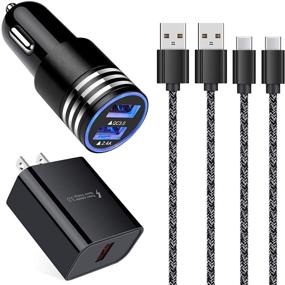 img 4 attached to ✨ High-Speed USB C Charger Set with Quick Charge 3.0 for Samsung Galaxy & LG Stylo Devices - Includes Car Charger, Wall Charger & Type C Phone Cable