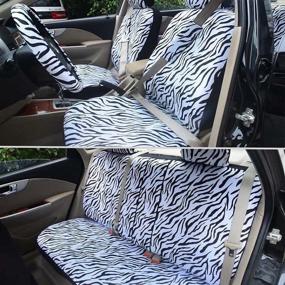 img 3 attached to AUTOFAN Zebra Car Seat Covers For Full Set With 2 Seat Belt Pads &Amp