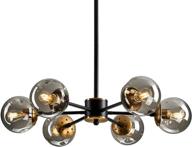 💡 large 6-light chandelier with glass shades - classic black pendant lighting for living room, bedroom, bathroom, farmhouse kitchen логотип