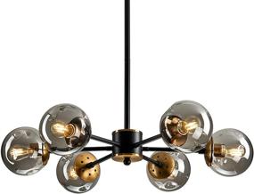 img 4 attached to 💡 Large 6-Light Chandelier with Glass Shades - Classic Black Pendant Lighting for Living Room, Bedroom, Bathroom, Farmhouse Kitchen