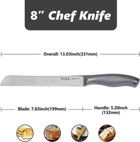 img 3 attached to 🍞 VVXX 8-Inch Serrated Bread Knife: German High Carbon Stainless Steel, Professional Grade Razor Sharp Wavy Edge Width Bread Cutter - Ideal for Homemade Crusty Bread, Bagels, Cake Slicing