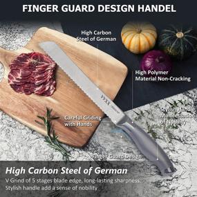 img 2 attached to 🍞 VVXX 8-Inch Serrated Bread Knife: German High Carbon Stainless Steel, Professional Grade Razor Sharp Wavy Edge Width Bread Cutter - Ideal for Homemade Crusty Bread, Bagels, Cake Slicing