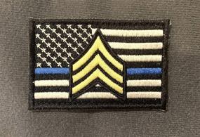 img 1 attached to 🔵✋ Police Gear Bag Vest Patch - Thin Blue Line USA Flag Sergeant Stripes, Hook &amp; Loop