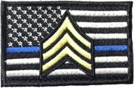 🔵✋ police gear bag vest patch - thin blue line usa flag sergeant stripes, hook &amp; loop logo