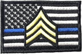 img 3 attached to 🔵✋ Police Gear Bag Vest Patch - Thin Blue Line USA Flag Sergeant Stripes, Hook &amp; Loop