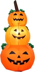 img 4 attached to 🎃 Halloween Inflatable Outdoor Decoration - 4 Foot LED Lights Pumpkin Stack with 3 Pumpkins, Orange