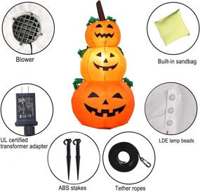 img 2 attached to 🎃 Halloween Inflatable Outdoor Decoration - 4 Foot LED Lights Pumpkin Stack with 3 Pumpkins, Orange