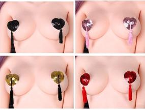 img 2 attached to Reusable Adhesive Silicone Heart Shaped Pasties Women's Clothing