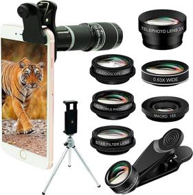 img 4 attached to 📷 10-in-1 Phone Lens Kit with 20X Telephoto, 198° Fisheye, 0.63X Wide Angle, 15X Macro, 2X Telephoto, Kaleidoscope, CPL/Starlight, Tripod, Remote - Compatible with iPhone Samsung