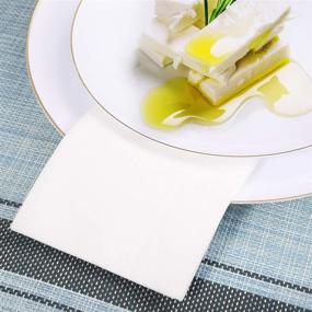 img 4 attached to 🧻 200 Pack Soft and Absorbent Linen-Feel Paper Guest Towels, Decorative Hand Napkins for Kitchen, Parties, Weddings, Dinners - White