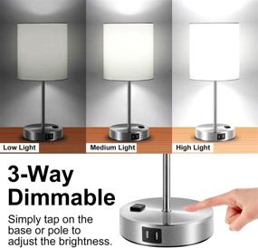 img 3 attached to 💡 Enhanced Touch Control Table Lamp with 2 USB Ports & Power Outlet, Dimmable Bedside & Nightstand Lamp for Bedroom, Office and Living Room - Includes Daylight White Bulb