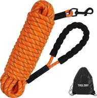 🐾 taglory reflective dog training leash, 15/30/50/66 ft long rope lead for large medium small dogs walking, camping or backyard - heavy duty, black/orange logo