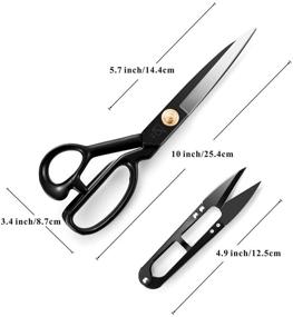 img 1 attached to Professional 10-inch Sewing Scissors: Heavy Duty Fabric Dressmaking 🧵 Shears for Crafting, Leather, Tailoring, and Altering - Black, Right-Handed