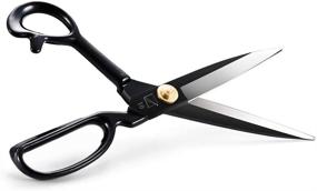 img 3 attached to Профессиональные ножницы для шитья 10 дюймов: тяжелая обрезные ножницы для пошива 🧵 из ткани для рукоделия, кожи, мастерской и переделки - черные, правша.