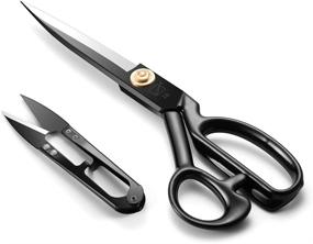 img 4 attached to Профессиональные ножницы для шитья 10 дюймов: тяжелая обрезные ножницы для пошива 🧵 из ткани для рукоделия, кожи, мастерской и переделки - черные, правша.