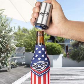 img 3 attached to 🍺 Set of 3 Magnetic Bottle Openers with Insulated Sleeve - Automatic Push Down Beer Openers - Stainless Steel, Easy to Use with Magnetic Pop Off