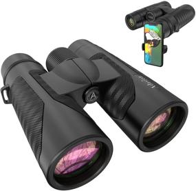 img 4 attached to High Power 12x42 HD Binoculars for Adults with Universal Phone Adapter - Lightweight Waterproof Binoculars for Bird Watching, Hunting, Outdoor Sports, and Travel - Super Bright, Large View