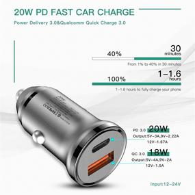 img 2 attached to 20W USB C Автомобильное Зарядное Устройство с двумя портами PD & QC18W – Совместимый с iPhone, iPad, Samsung, Pixel, Huawei USB адаптер для прикуривателя