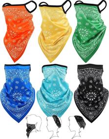 img 4 attached to 🧣 Outdoor Headwear: Bandana Face Cover with Ear Loops, Balaclava Neck Gaiter Scarf for Men and Women