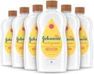 👶 johnson's baby mineral oil: shea & cocoa butter enriched for baby massage & moisture loss prevention, relieves dry skin – pack of 6 (20 fl oz) allergy tested for babies, kids & adults logo