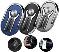 📱 3pcs multipurpose mobile phone holder: hand & car phone ring holder, 360 degree rotation stand (black+blue+silver) logo