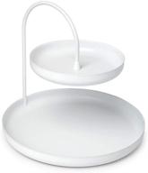 💍 large double umbra poise: attractive storage tray, two-tiered jewelry & accessory holder in white - ideal for leaving out logo