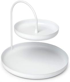 img 4 attached to 💍 Large Double Umbra Poise: Attractive Storage Tray, Two-Tiered Jewelry & Accessory Holder in White - Ideal for Leaving Out