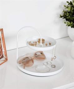 img 1 attached to 💍 Large Double Umbra Poise: Attractive Storage Tray, Two-Tiered Jewelry & Accessory Holder in White - Ideal for Leaving Out