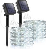 🌞 solar fairy lights 2 pack: 32.8ft 100 led white string lights - ideal for indoor/outdoor christmas decoration, waterproof & twinkle solar twinkle light for garden party lawn - 8 modes for versatile use логотип