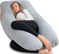 🤰 angqi u-shaped pregnancy pillow with jersey cover - full body maternity pillow for pregnant women, sleeping aid - 55 inch, grey logo