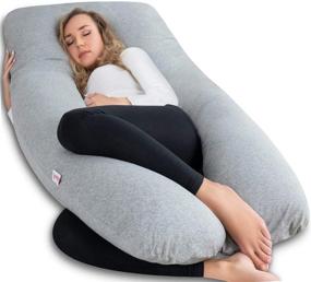img 4 attached to 🤰 AngQi U-Shaped Pregnancy Pillow with Jersey Cover - Full Body Maternity Pillow for Pregnant Women, Sleeping Aid - 55 inch, Grey