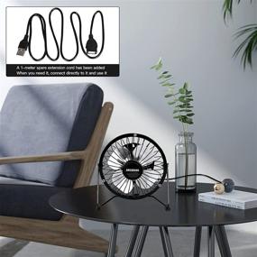 img 3 attached to 💨 RUICHUANG Desk Fan: Small, Quiet USB-Powered Mini Fan for Office, Home & Travel - 5 Inch Metal Design with Long 70cm USB Cable