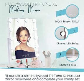 img 1 attached to Impressions Hollywood Tri Tone XL Makeup Mirror: Enhance Your Vanity Experience with 12 LED Bulbs and 360 Degree Swivel in White