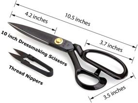 img 3 attached to Left Handed 10 Inch Scissors for Lefties - Sewing Shears with Thread Snip, Bent-left Dressmaker Design in Black